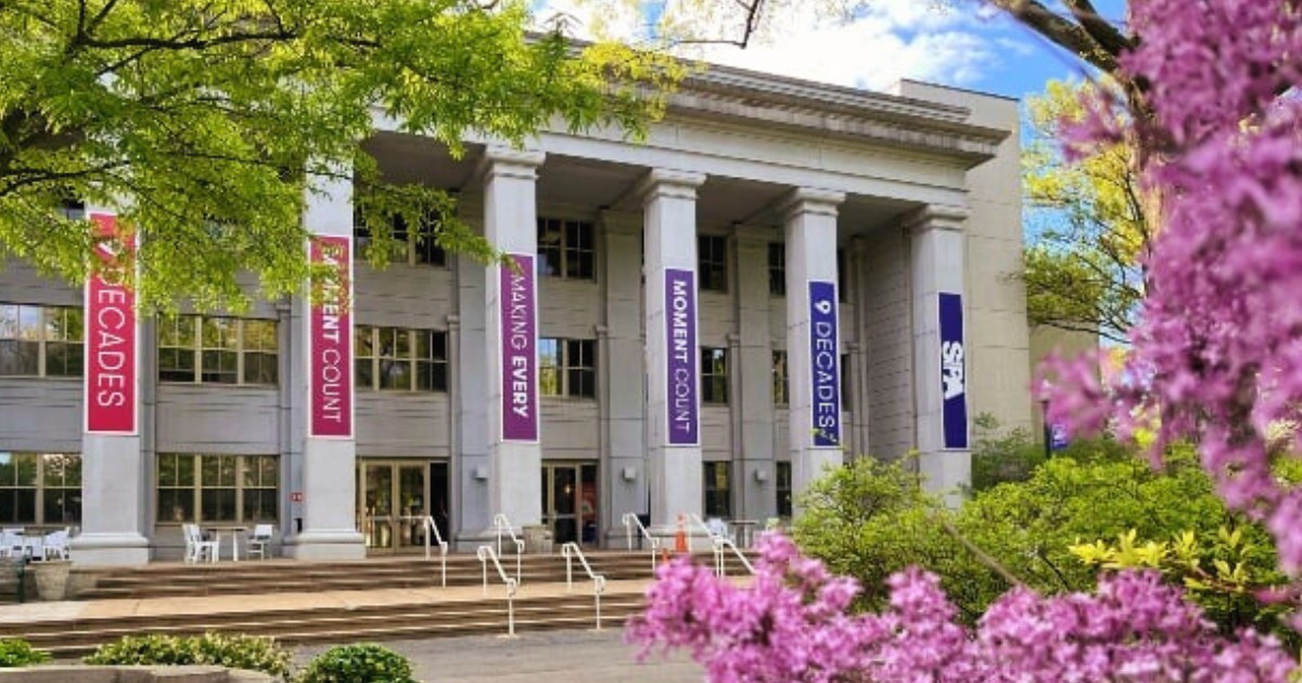 School of Public Affairs Exterior in Spring