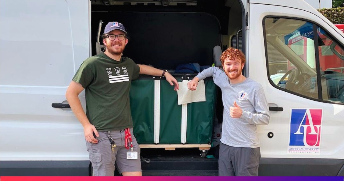 Zero-Waste Team Members Load Gently Used Book Donations into AU Van for DC Books to Prisons Project