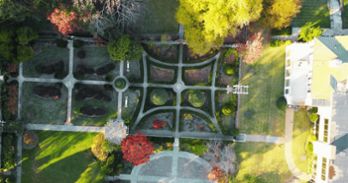 An aerial view of Airlie in autumn