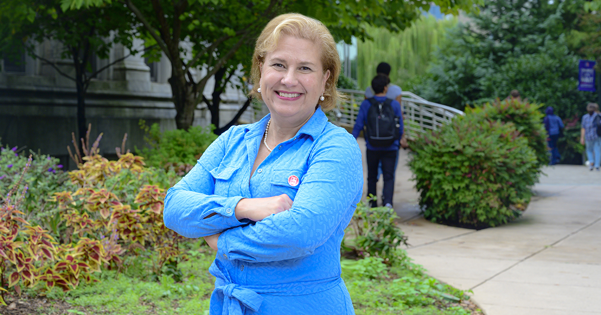Patty Caballero poses on campus