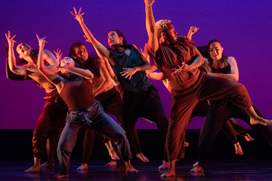 Student dancers lean to the left