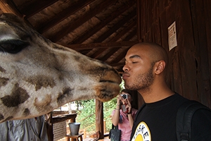 You, too, could get kissed by a giraffe at the Giraffe Center!