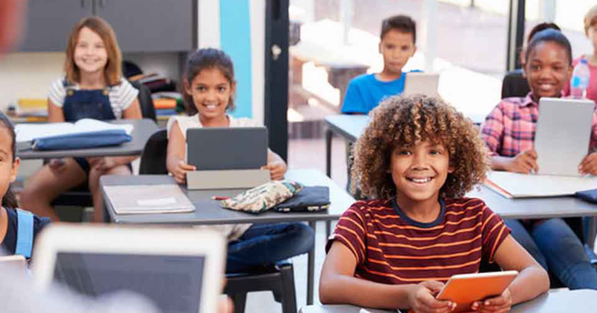 Elementary students in a classroom