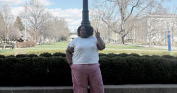 Ellis Tatiana, BA '26, on AU's quad.