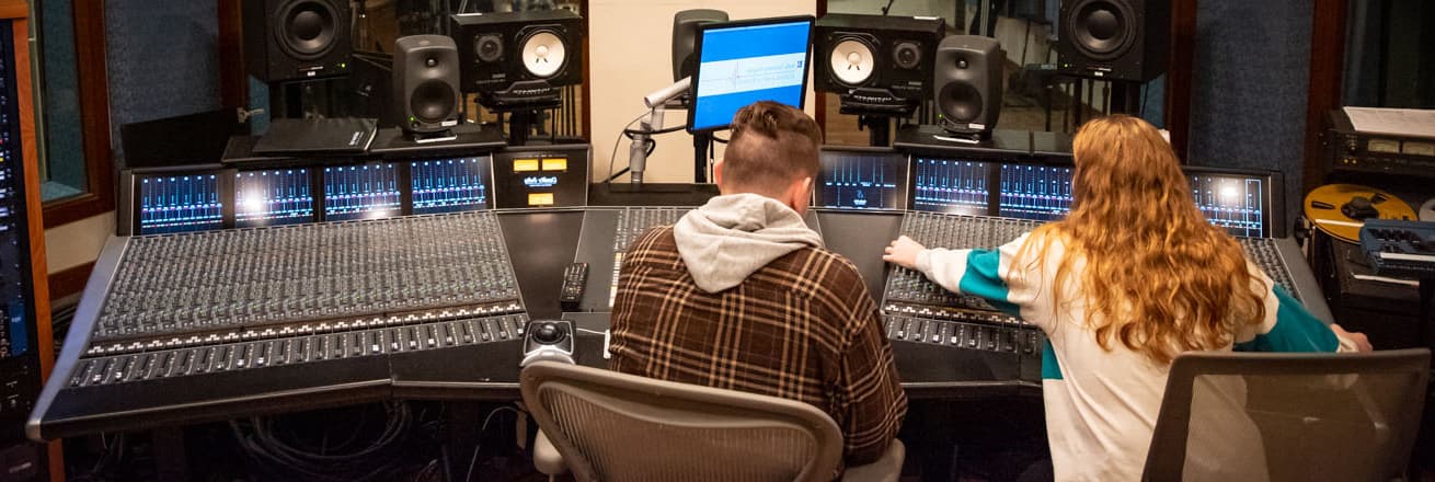 Students at sound board