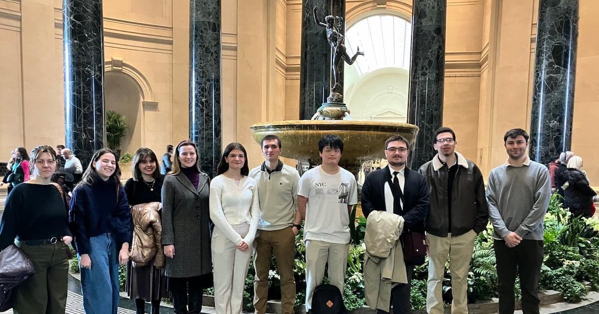 Tour Group in front of the magnificent Mercury fountain in the National Gallery of Art