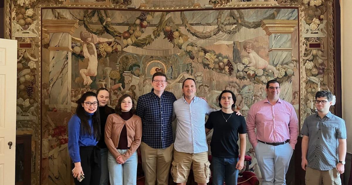 Student tour group at the Wilson House museum, April 2025.