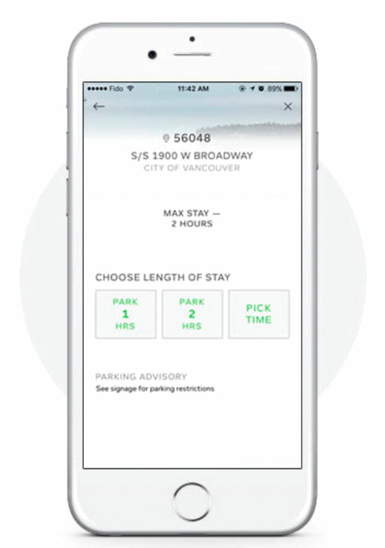 PayByPhone app on a mobile phone.