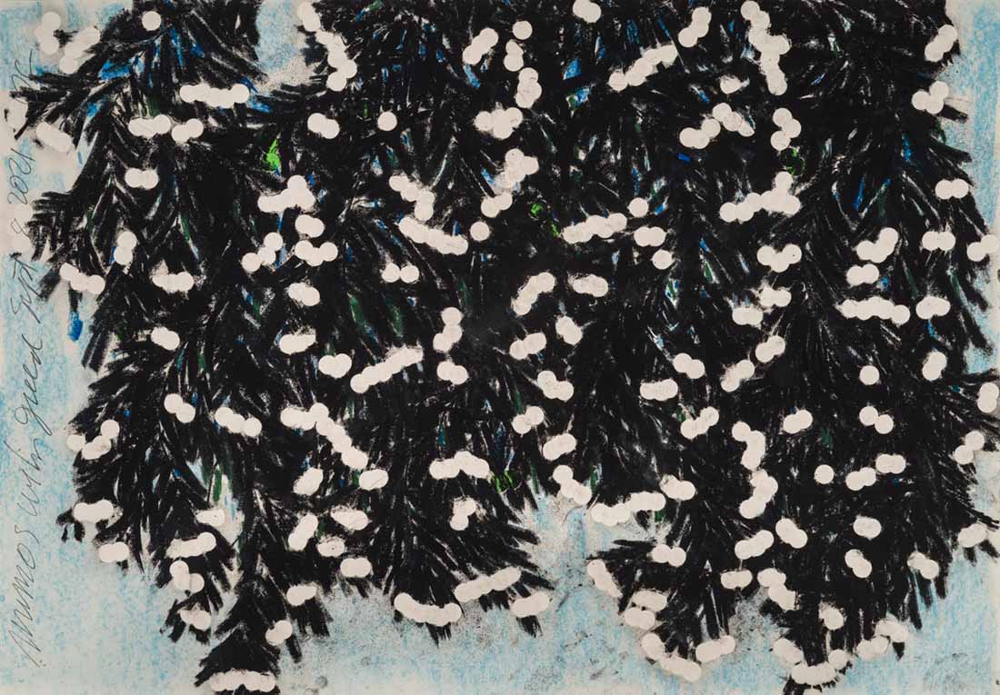 Donald Sultan, Mimosas with Greens, 2021.