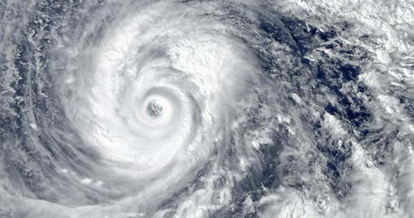 Aerial view of a hurricane