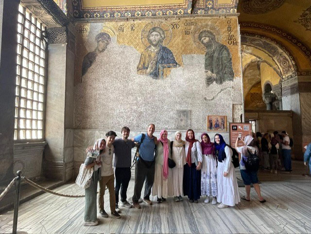 Visitors in the Hagia Sophia in Istanbul