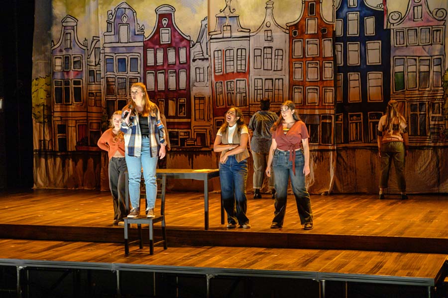 Students performing Disarming Girls in Greenberg Theatre