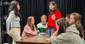 The cast of I Lay Awake during rehearsal