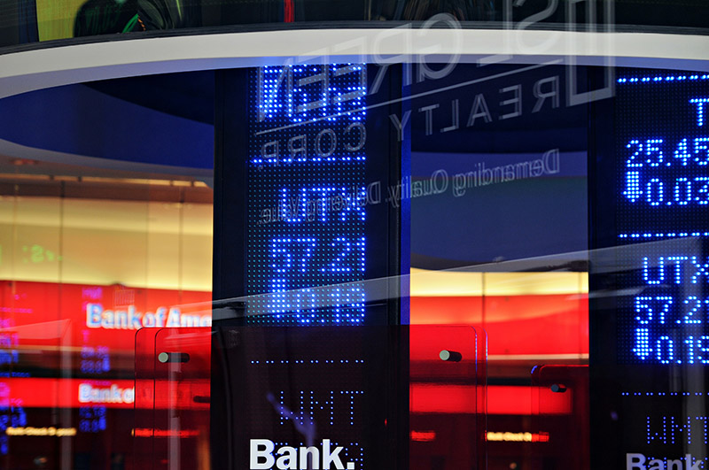 A bank stock ticker