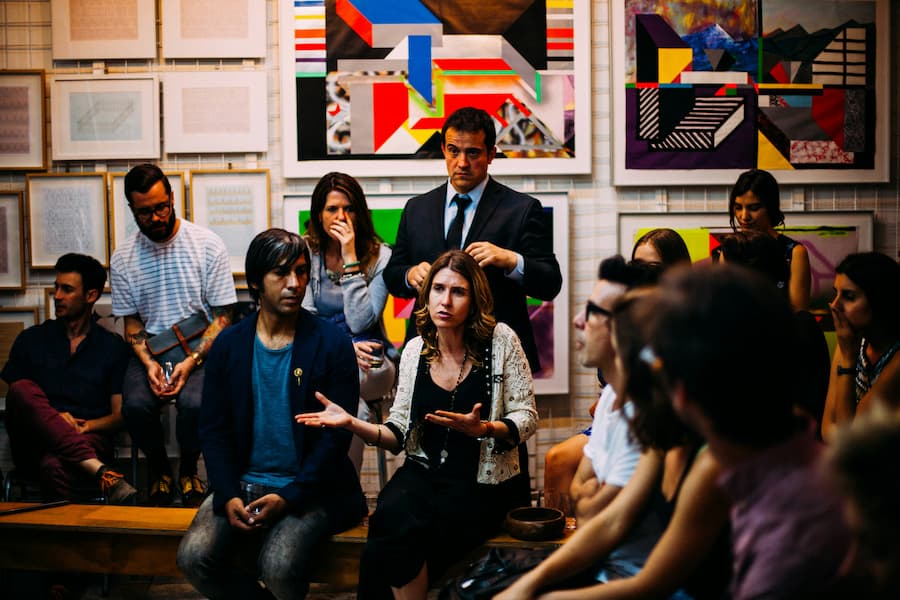 Group discussion in an academic setting.