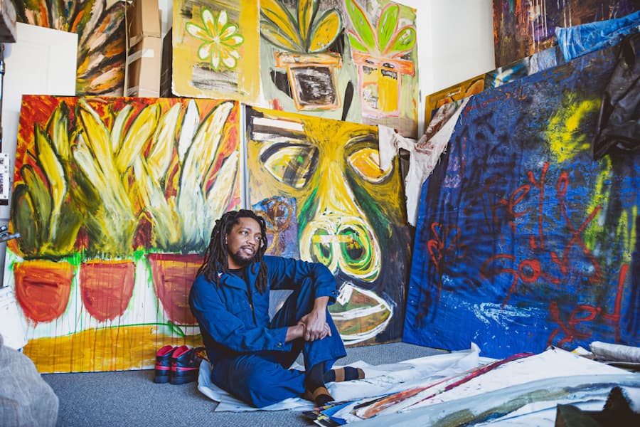 Faculty member Charles Mason III in studio; photography by Glenford Nunez.