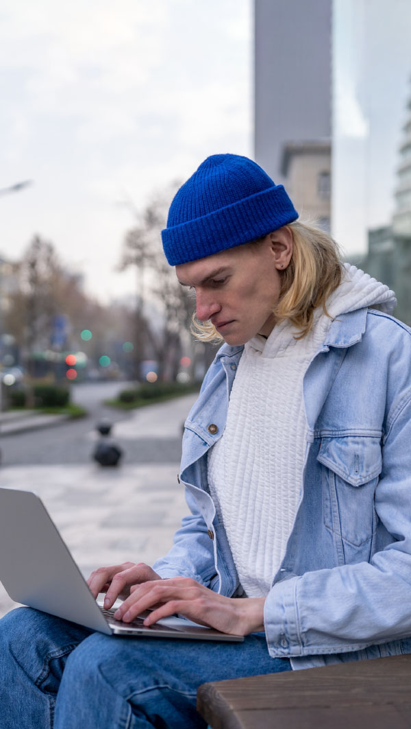 Young man using computer