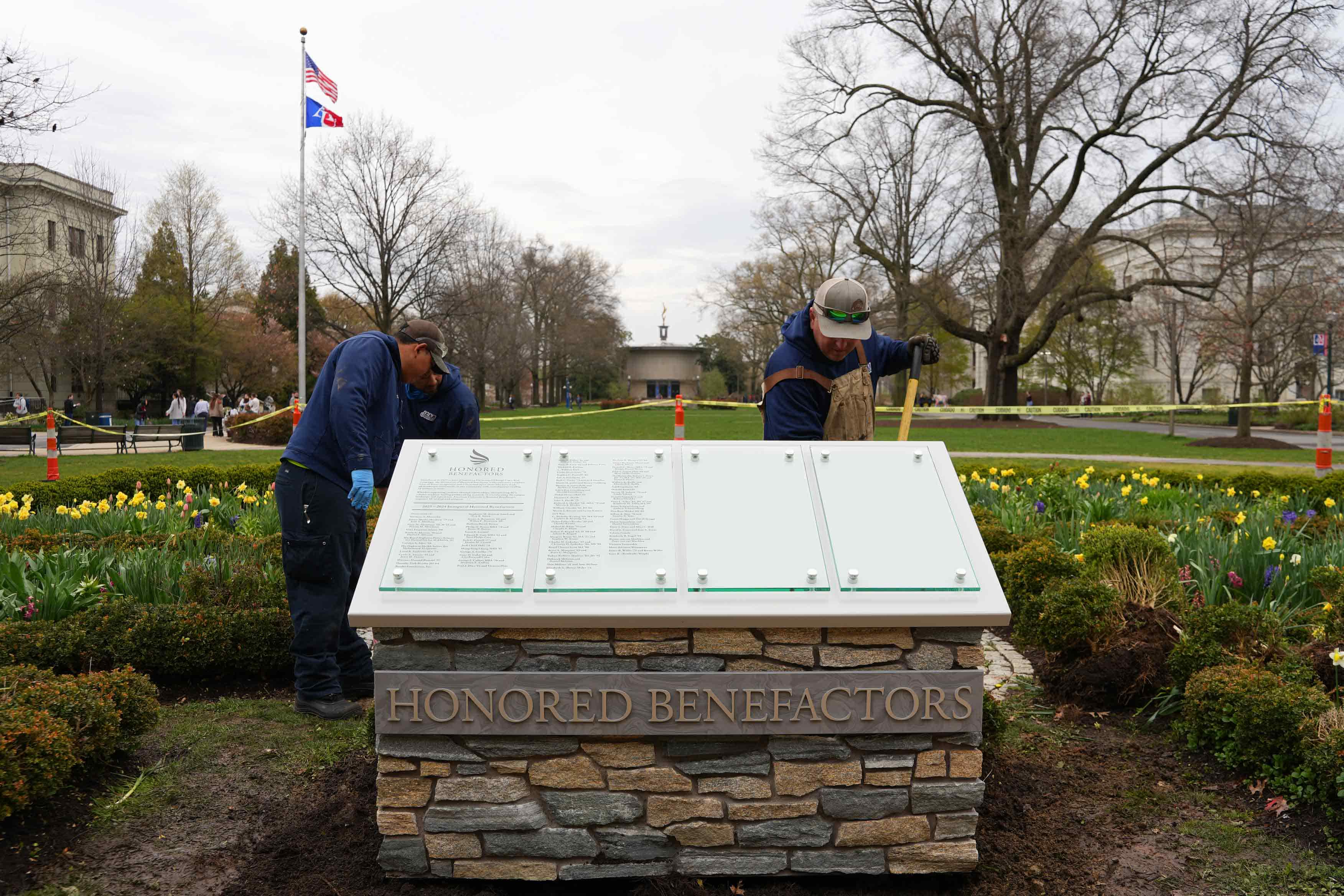 Honored Benefactors Wall in Ann Kerwin Garden.