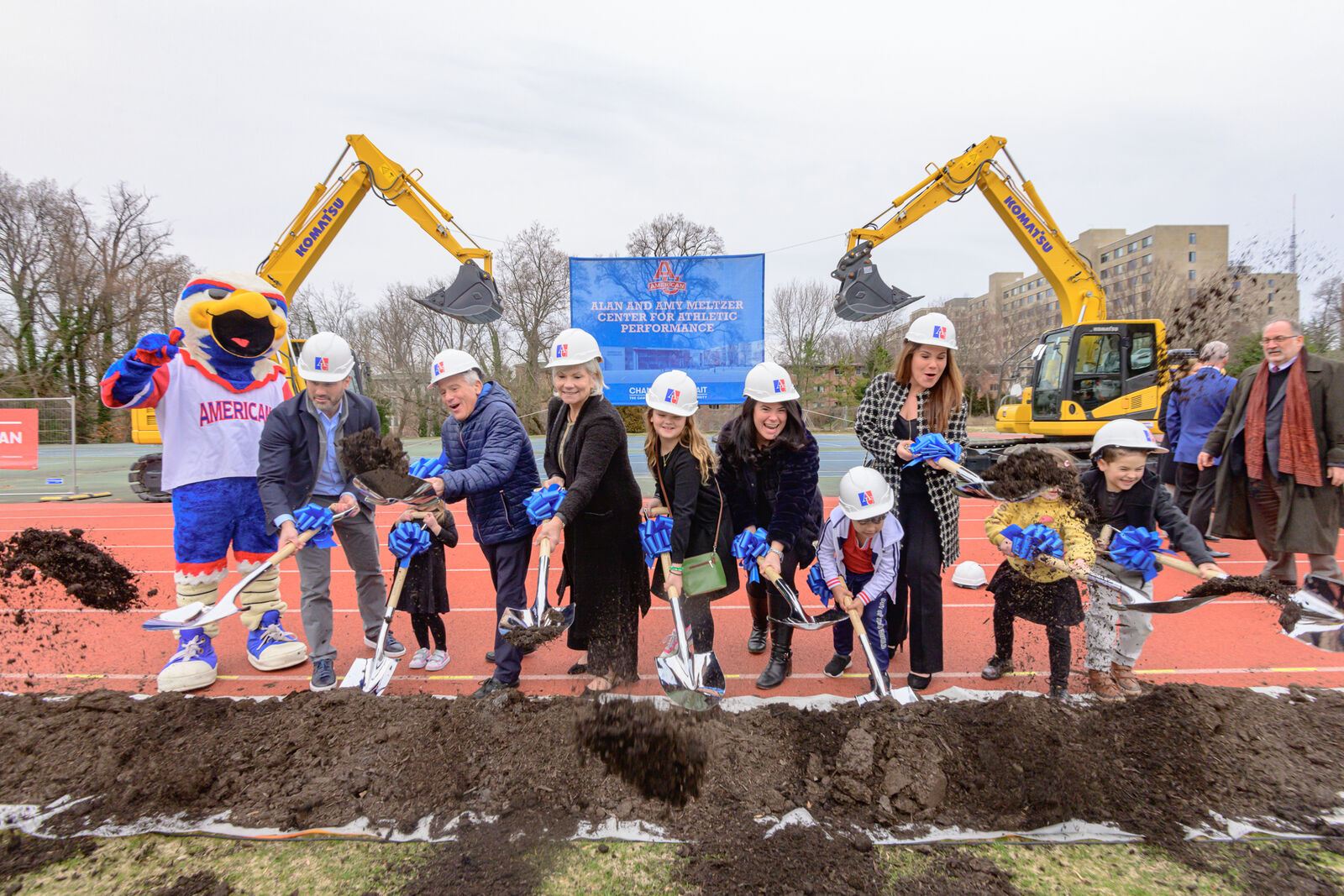 The Meltzers breaking ground for the Amy and Alan Meltzer Center for Athletic Performance.