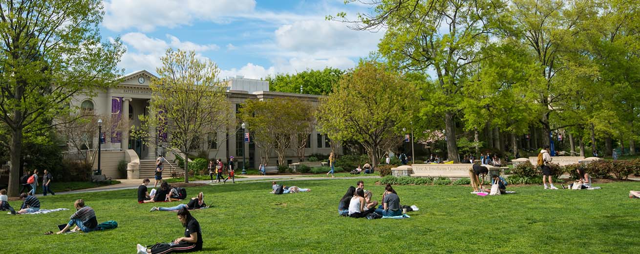 The campus quad in fall