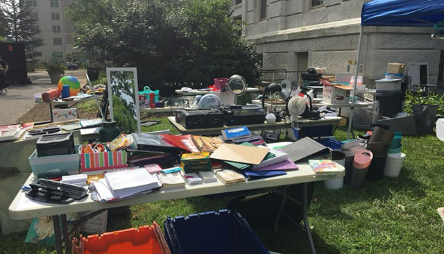 Used items organized by the Zero Waste Club for resale during move in