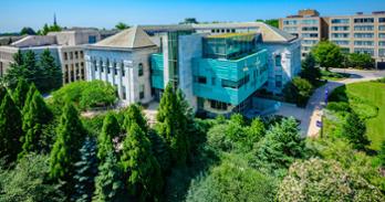 The McKinley building, which earned LEED Gold certification, is home to the School of Communications. The building features several aspects of sustainable design.