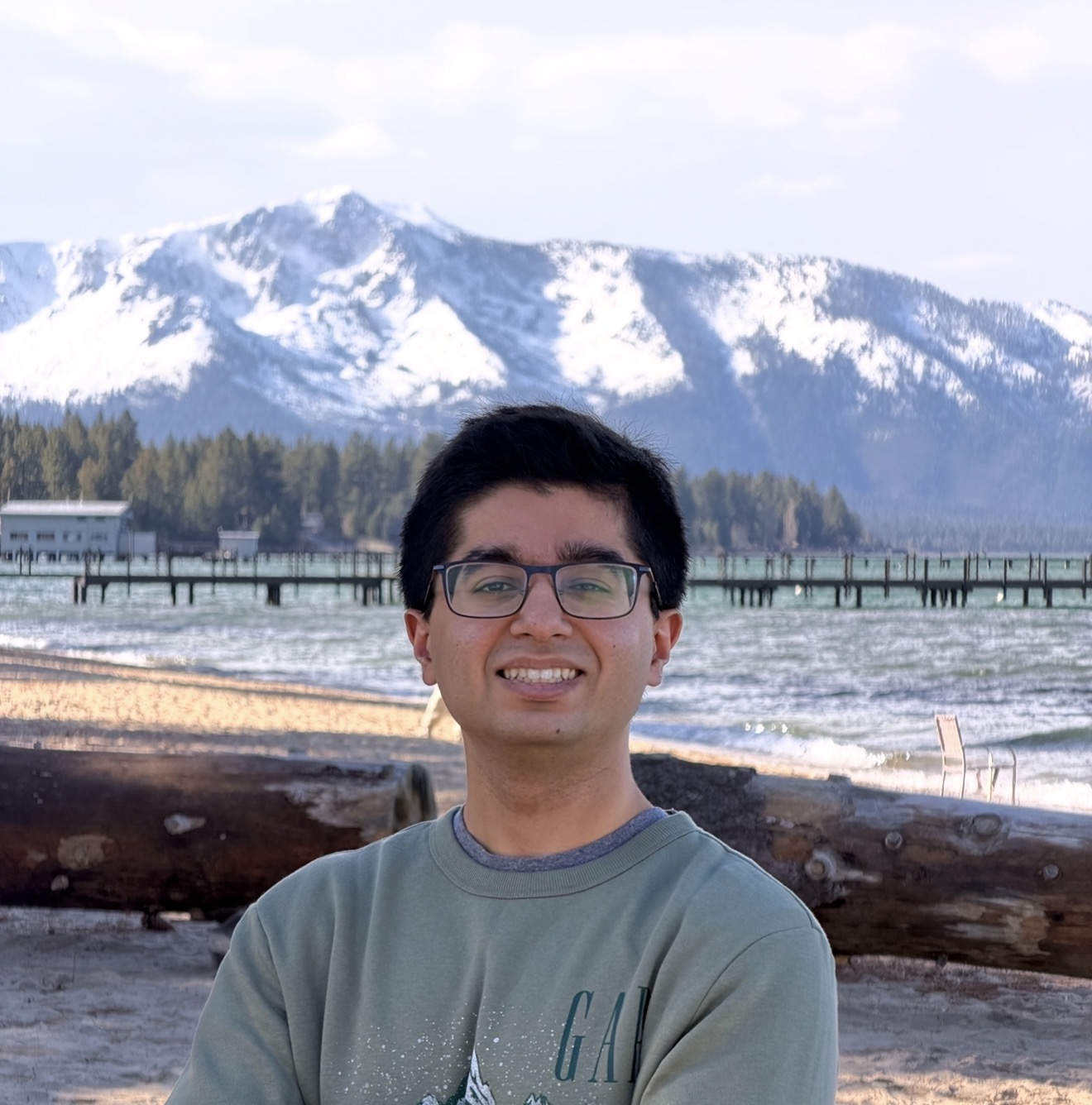 Student in front of mountain