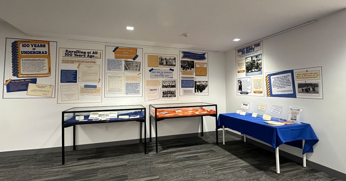 100 Years Undergrad Exhibit display posters and items