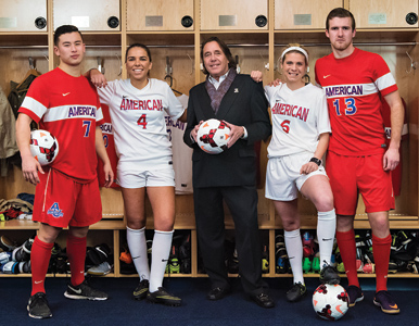 Cookie Reed-Dellinger with soccer players