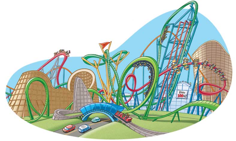 illustration of roller coasters