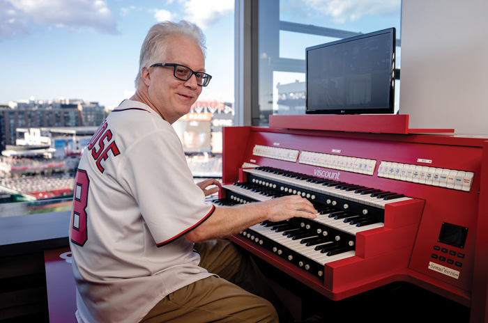 Matthew Van Hoose behind his organ at Nats Park