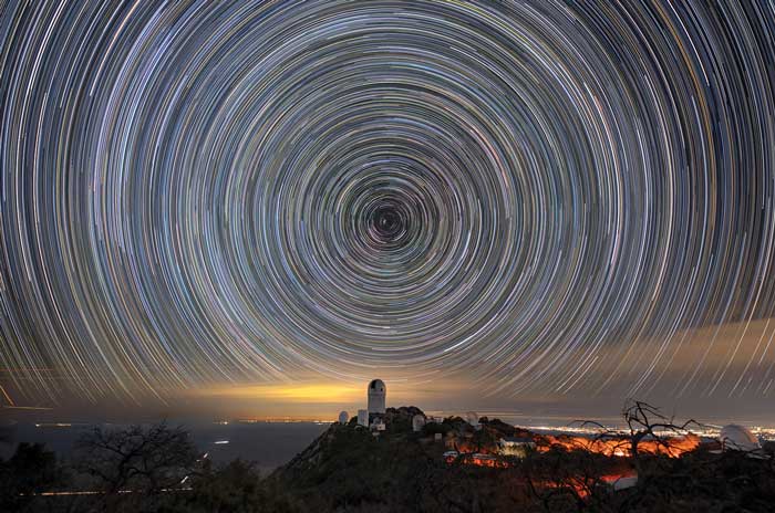 Stars behind a telescope at Kitt Peak