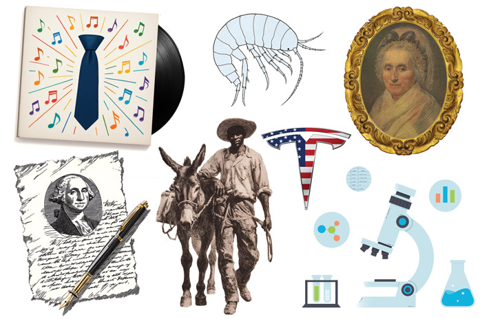 microscope, Tesla logo, George Washington's mother, a record, and more