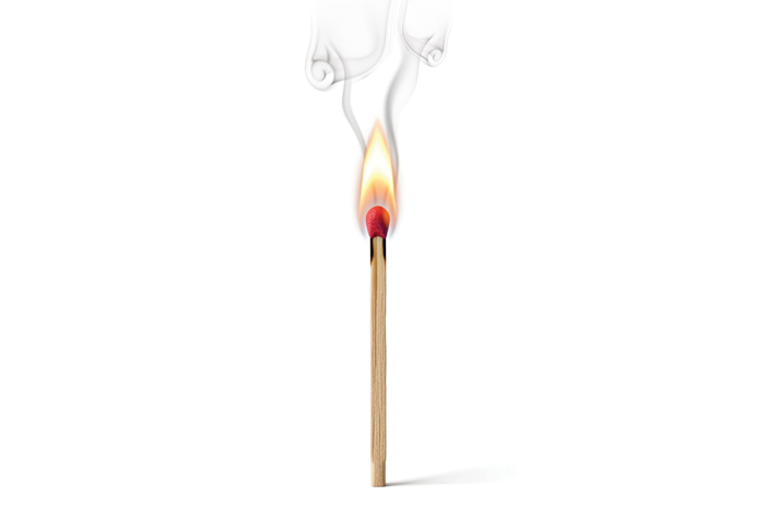 a match with a flame