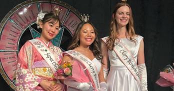 Alessandra Evangelista, middle, is named Cherry Blossom Queen. Photo courtesy of Alessandra Evangelista.