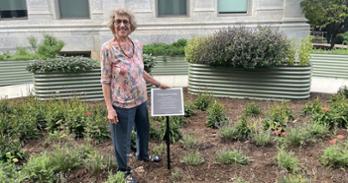 Roberta Rubenstein at the companion garden