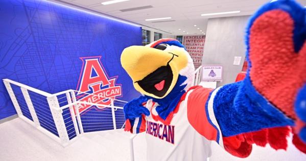 Clawed Z. Eagle explores the new Meltzer Center. Photo by Jeff Watts.