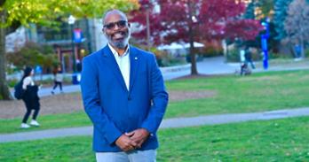 Joshua Gates on the quad