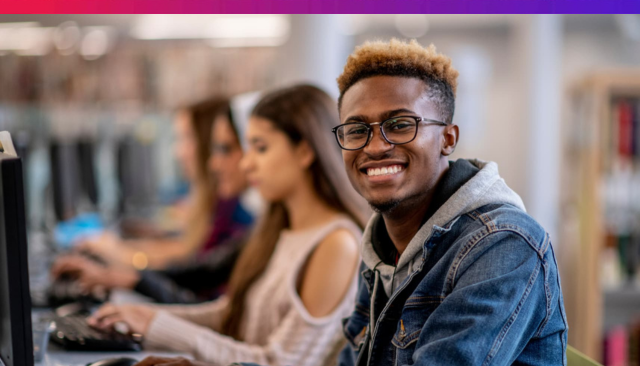 Student using a computer