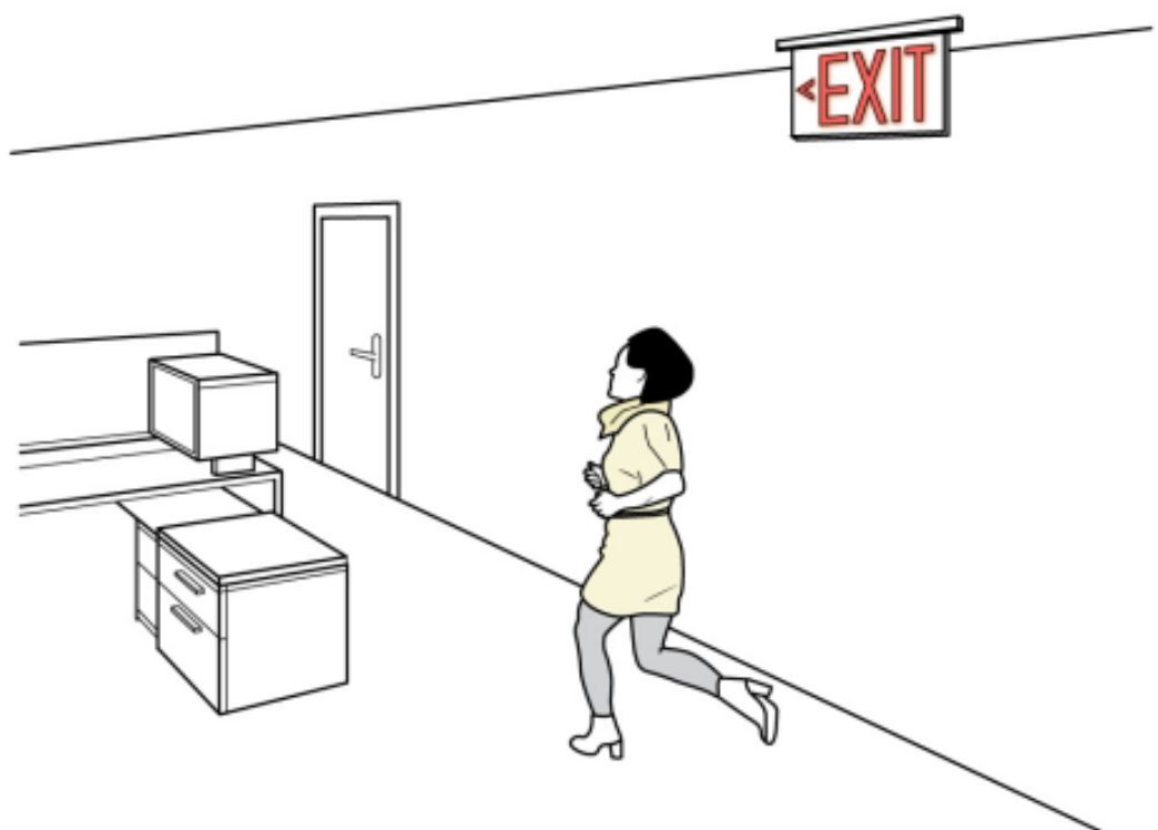 Someone running through a corridor