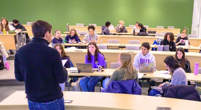 Students and professor in classroom
