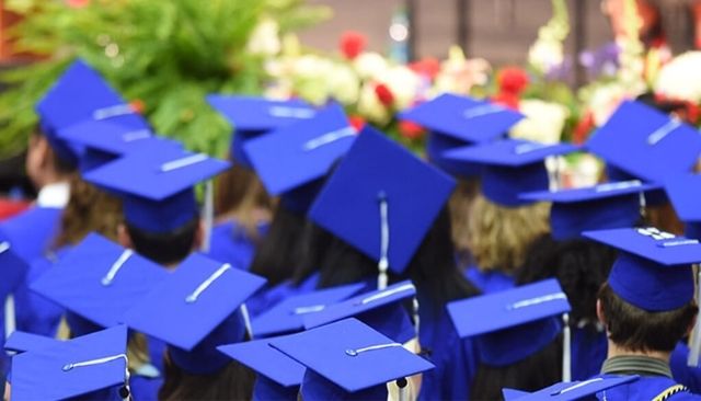 Graduates with their caps and gowns