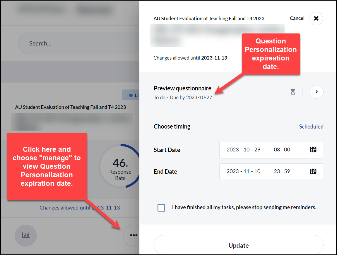 Question Personalization The expiration date for the Question Personalization activity is “inside” the course section task card.