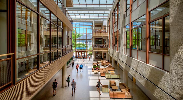 birds eye view inside the School of International Service atrium