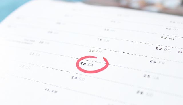 Calendar with a date circled in red marker