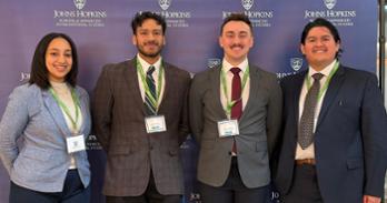 Diana Morillo, Jared Aguilera, Noah Harshbarger, and Daniel Chavez at the Cyber 9/12 Competition in DC.