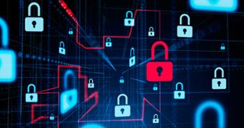 A series of red and blue locks on a computer screen