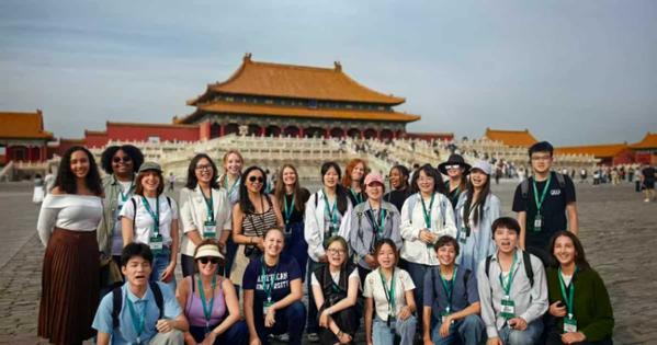 A group of students posing for a photo in Beijing