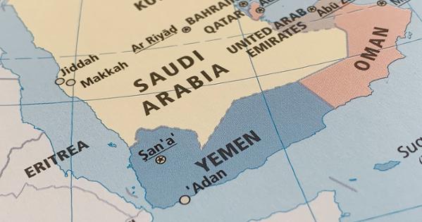 Map of Saudi Arabia, Yemen, and Oman