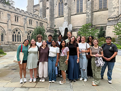 Global Scholars students pose outside of the National Cathedral
